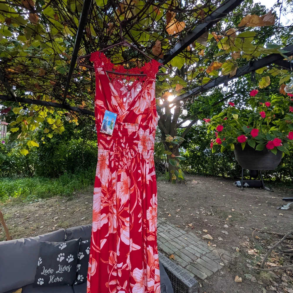 Red Floral Maxi Dress - Picture 2 of 6